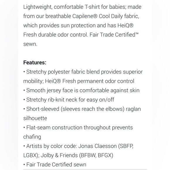 NWOT Patagonia Capilene Cool Daily Infant Tee - Picture 11 of 11